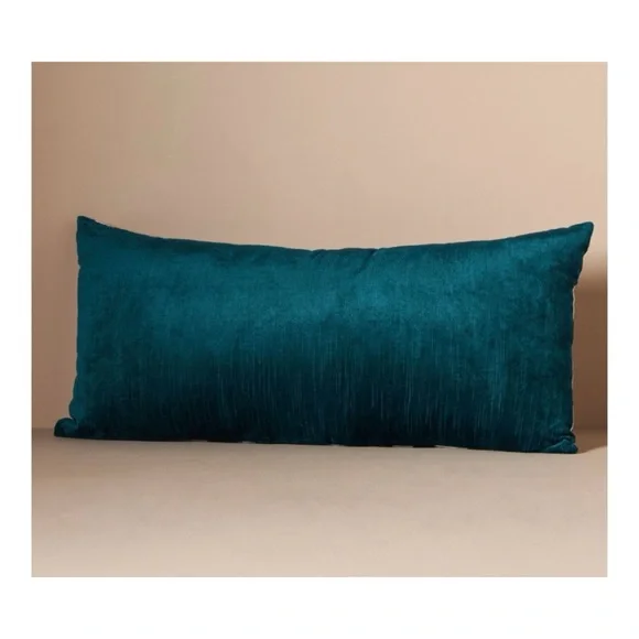 NWOT Anthropologie Velvet Flutter & Strut Bird Pillow In Dark Turquoise12x27